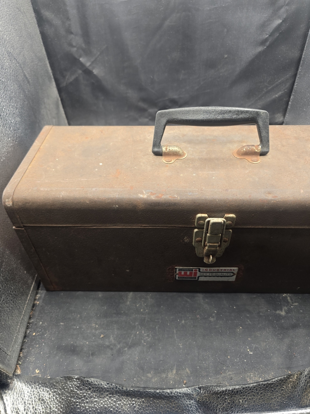 Unbranded Brown Metal Tool Box with Black Handle